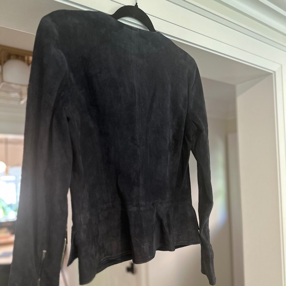 L'Agence Navy Blue Suede Zip Jacket - Size M - Picture 11 of 13